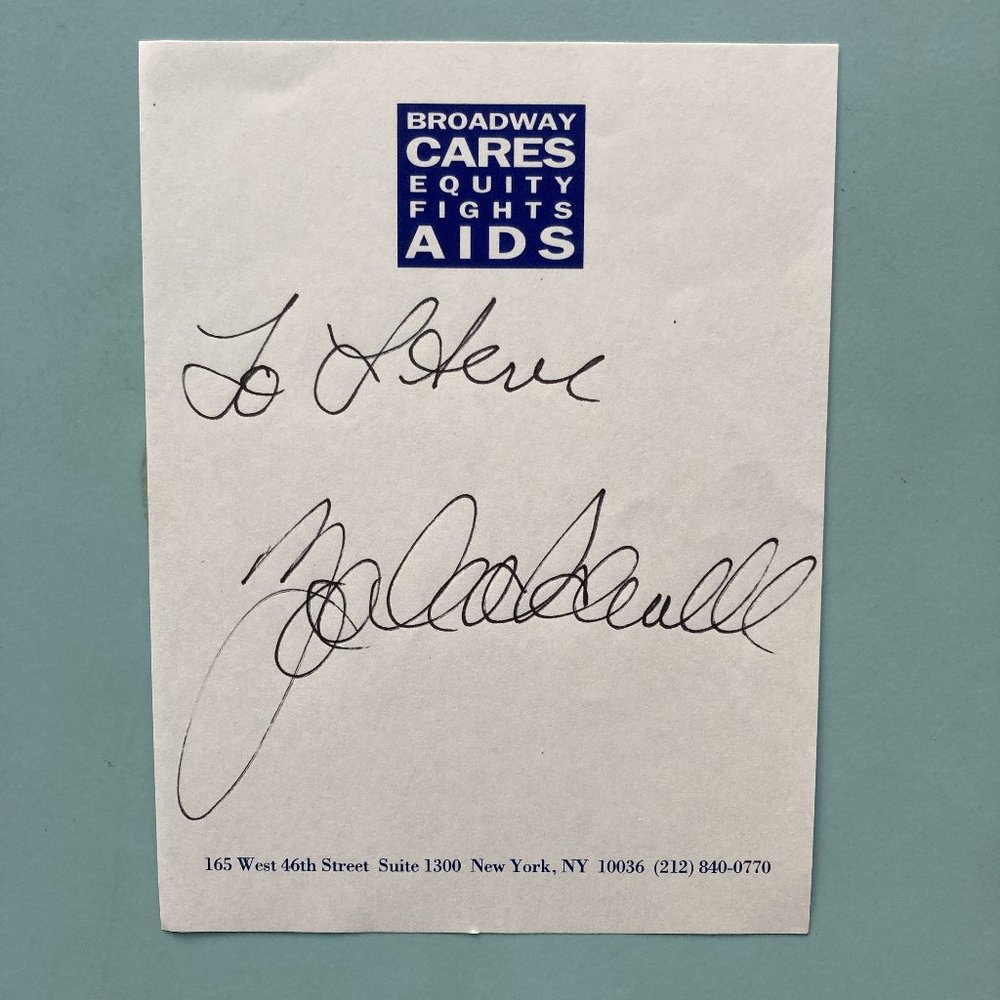 Zoe Caldwell Signed Inscribed BCEFA Paper 4 1/2 “X 5 1/2” Four Time Tony Winner